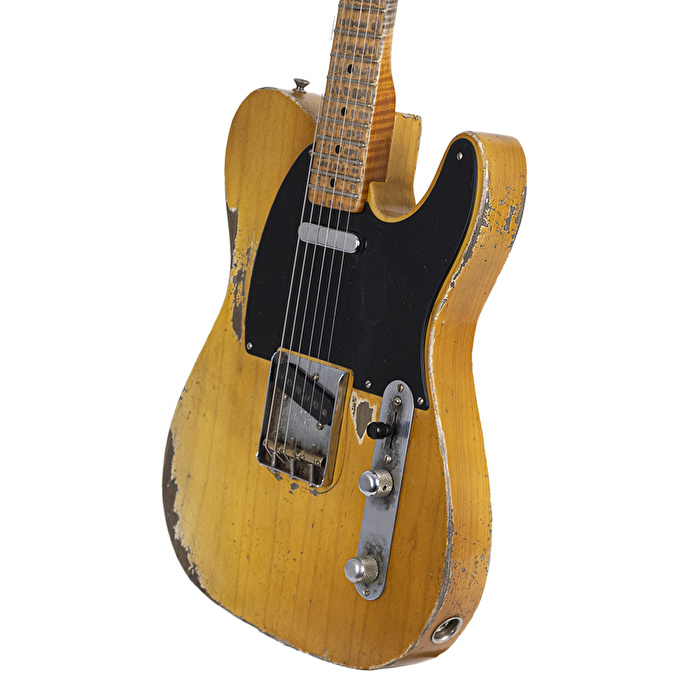 Fender Custom Shop Masterbuilt Dale Wilson 1952 Telecaster Heavy Relic Akçaağaç Klavye Smoked Butterscotch Blonde Elektro Gitar